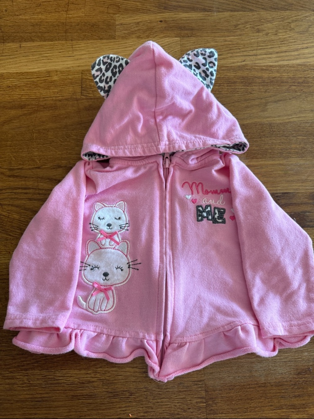 Buster Brown Pink and Gray Leopard Print Hooded Jacket